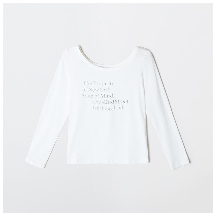 SPAO - Off-Shoulder Long Sleeve T-Shirt