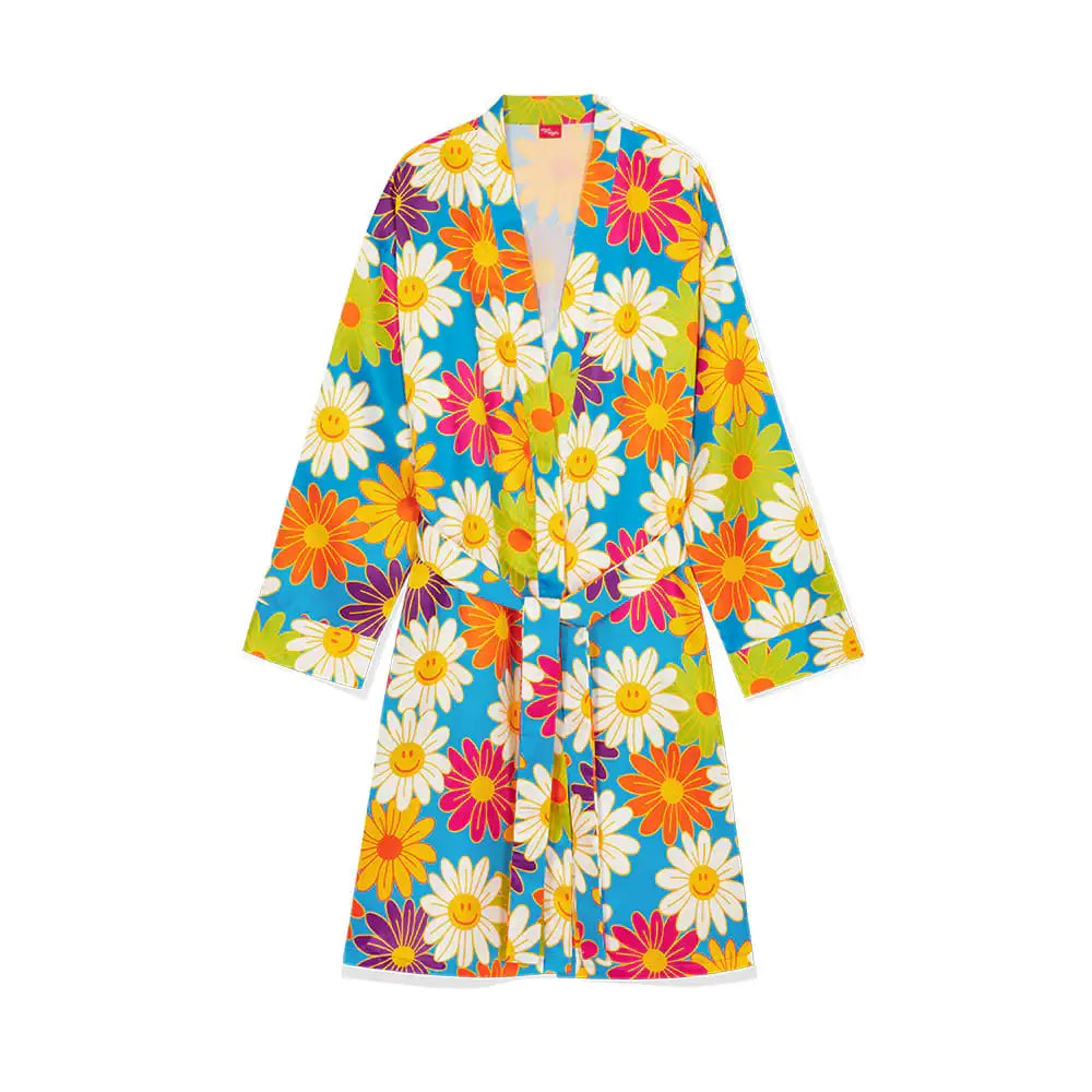 Wiggle Wiggle - Hawaiian Flower Silky Robe - Wiggle Wiggle - Robe - Harumio