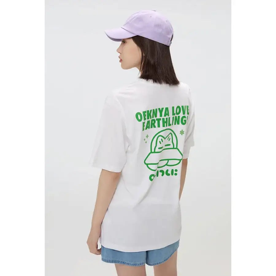 SPAO x Earthling - White Short Sleeve T-Shirt - SPAO - T-Shirt - Harumio