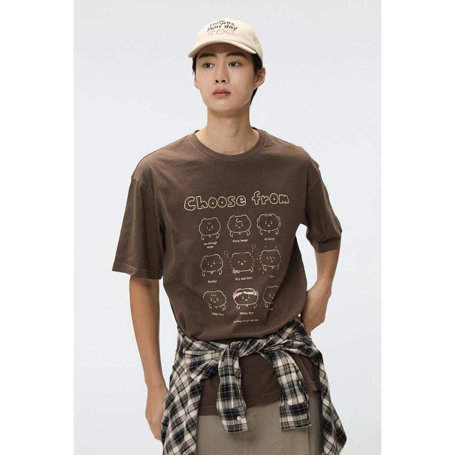 SPAO x Manggeureojin Gom - Choose From Brown Short Sleeve T-Shirt - SPAO - T-shirt - Harumio