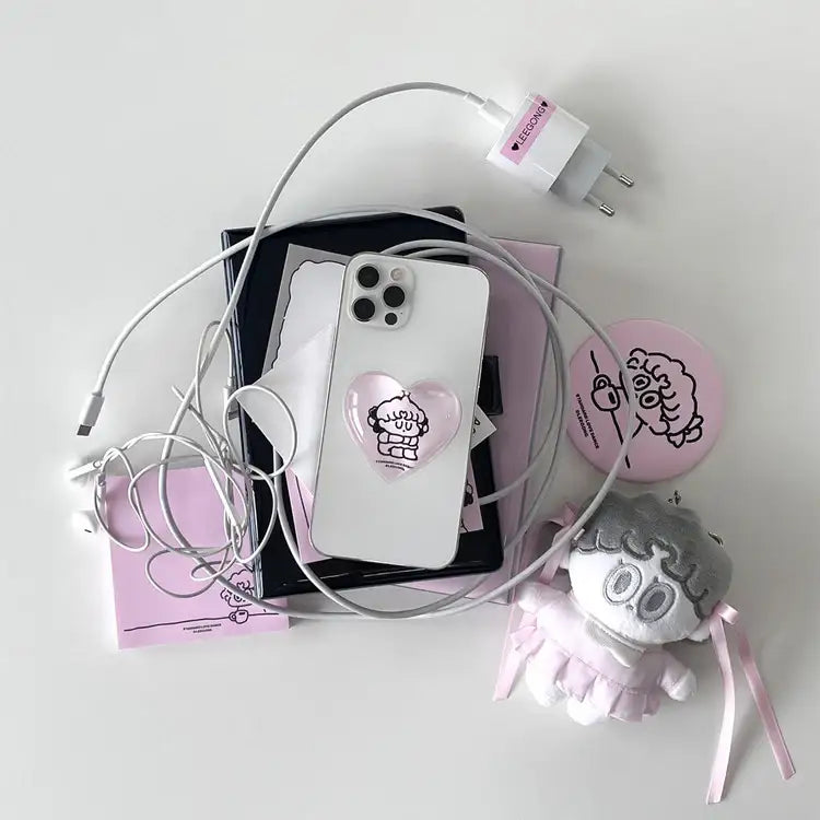 Standard Love Dance - LEEGONG Black Cherry Pie Heart-Shaped Phone Grip - Line Friends Square - Phone Grip - Harumio