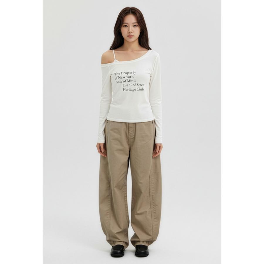 SPAO - Off-Shoulder Long Sleeve T-Shirt