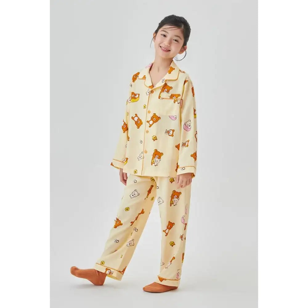 SPAO x Rilakkuma - Kuma's Free Time Long Sleeve Pajamas (Kids) - SPAO - Pajama Set - Harumio