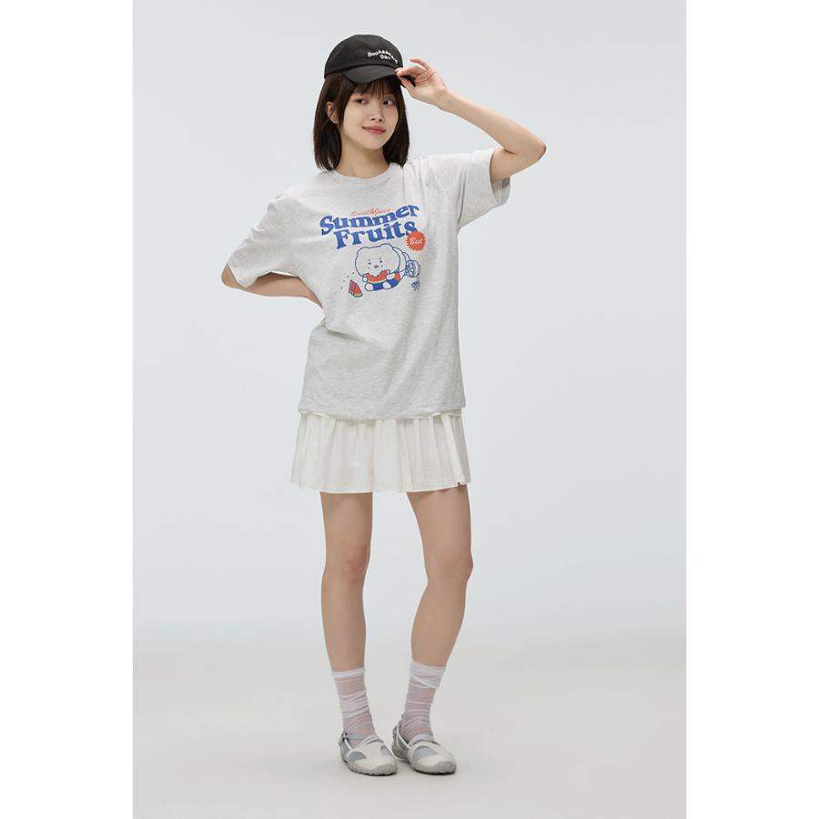 SPAO x Manggeureojin Gom - Light Melange Gray Short Sleeve T-Shirt - SPAO - T-shirt - Harumio