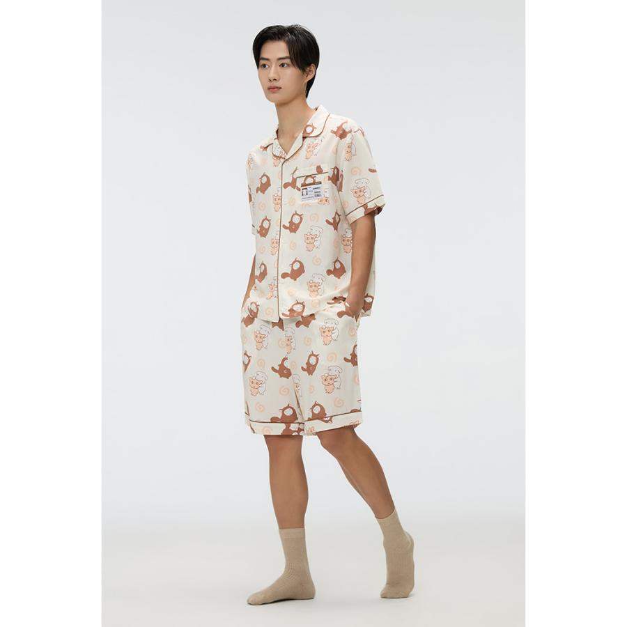 SPAO x Ganadi - Short Sleeve Pajamas Set (CREAM) - SPAO - Pajamas - Harumio