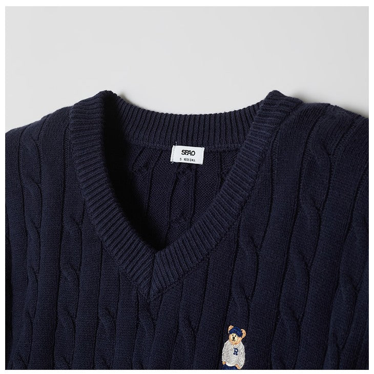SPAO - Cable V-Neck Sweater (Woody)