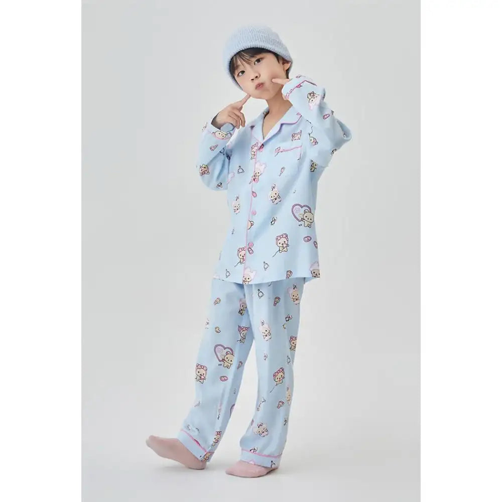 SPAO x Rilakkuma - Kuma's Free Time Long Sleeve Pajamas (Kids) - SPAO - Pajama Set - Harumio