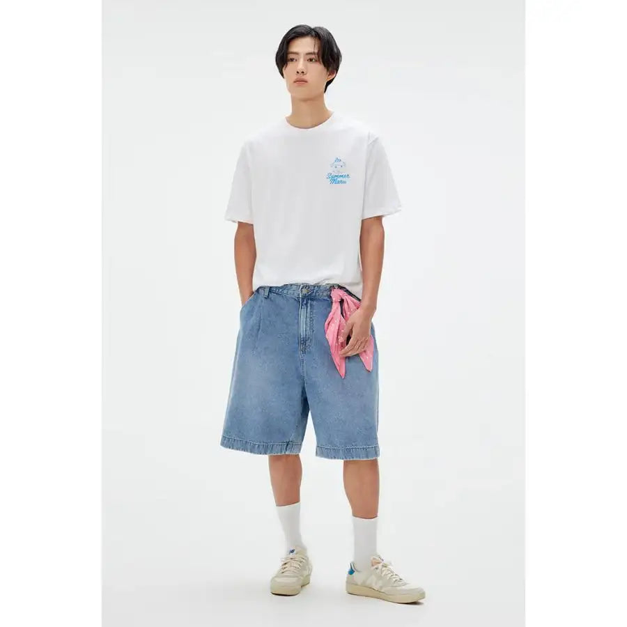 SPAO x Maru is a Puppy - Summer Maru Short Sleeve T-Shirt (Blue) - SPAO - T-Shirt - Harumio