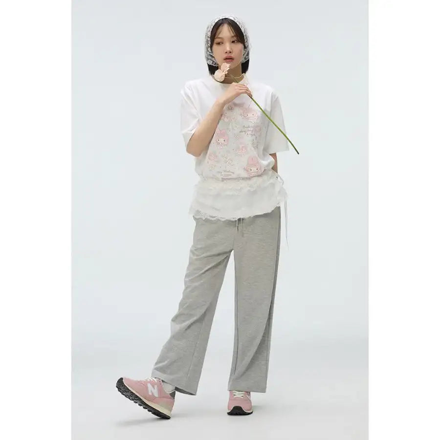 SPAO x My Melody - 50th Anniversary Short Sleeve T-Shirt (White) - SPAO - T-Shirt - Harumio