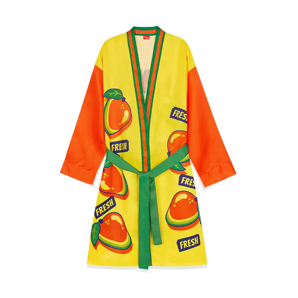 Wiggle Wiggle - Mango Bird Silky Robe - Wiggle Wiggle - Robe - Harumio