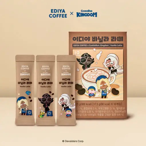 Ediya Coffee x Cookie Run : Kingdom - Vanilla Latte 10T x 3 (30T) - Cookie Run - Drink - Harumio
