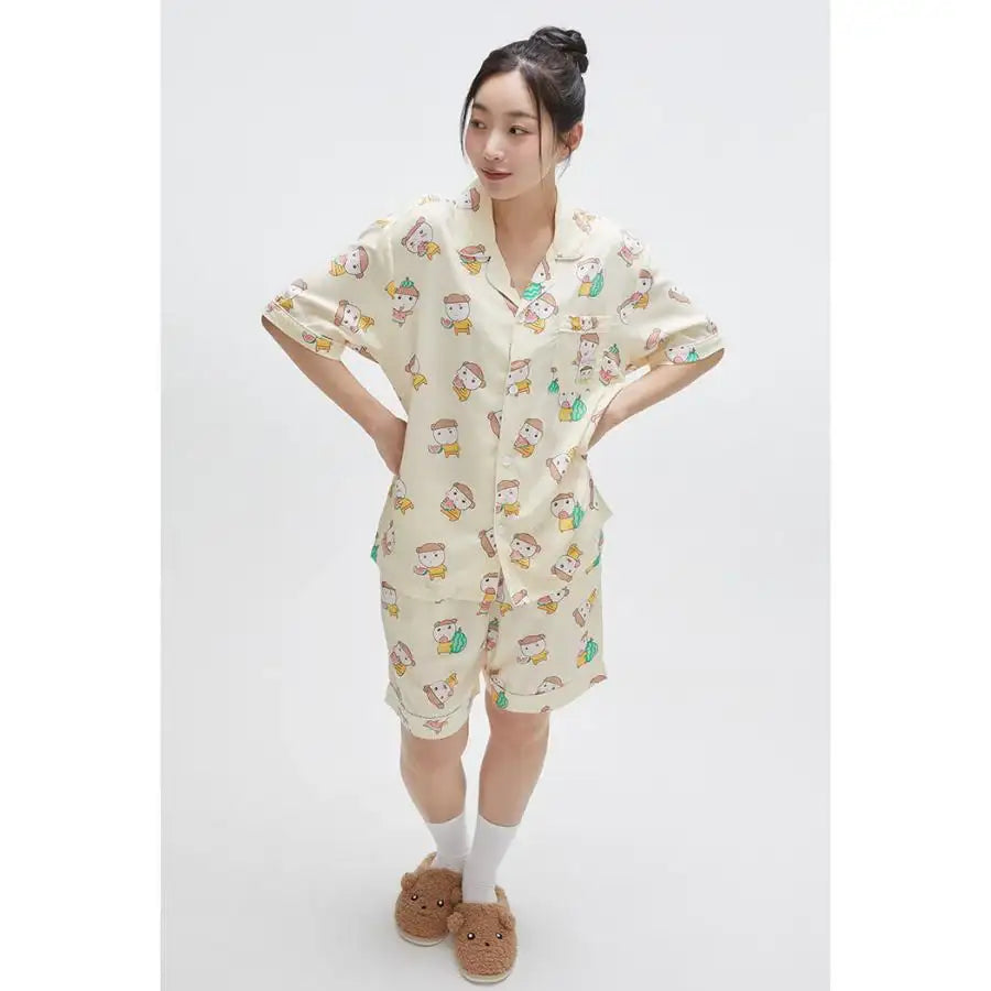 SPAO x Maru is a Puppy - Welcome to Marune Fruit Shop Short Sleeve Pajamas Set - SPAO - Pajamas - Harumio