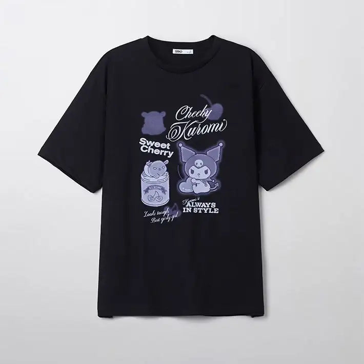 SPAO x Sanrio Characters - Short Sleeve T-Shirt (BLACK) - SPAO - T-Shirt - Harumio