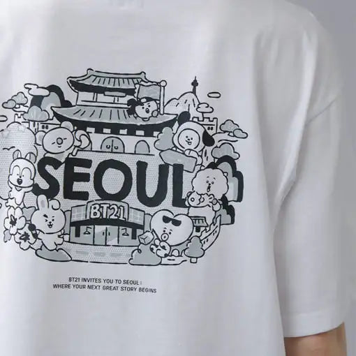 BT21 - Seoul Edition Short Sleeve T-Shirt VER.2 White - Line Friends - T-Shirt - Harumio