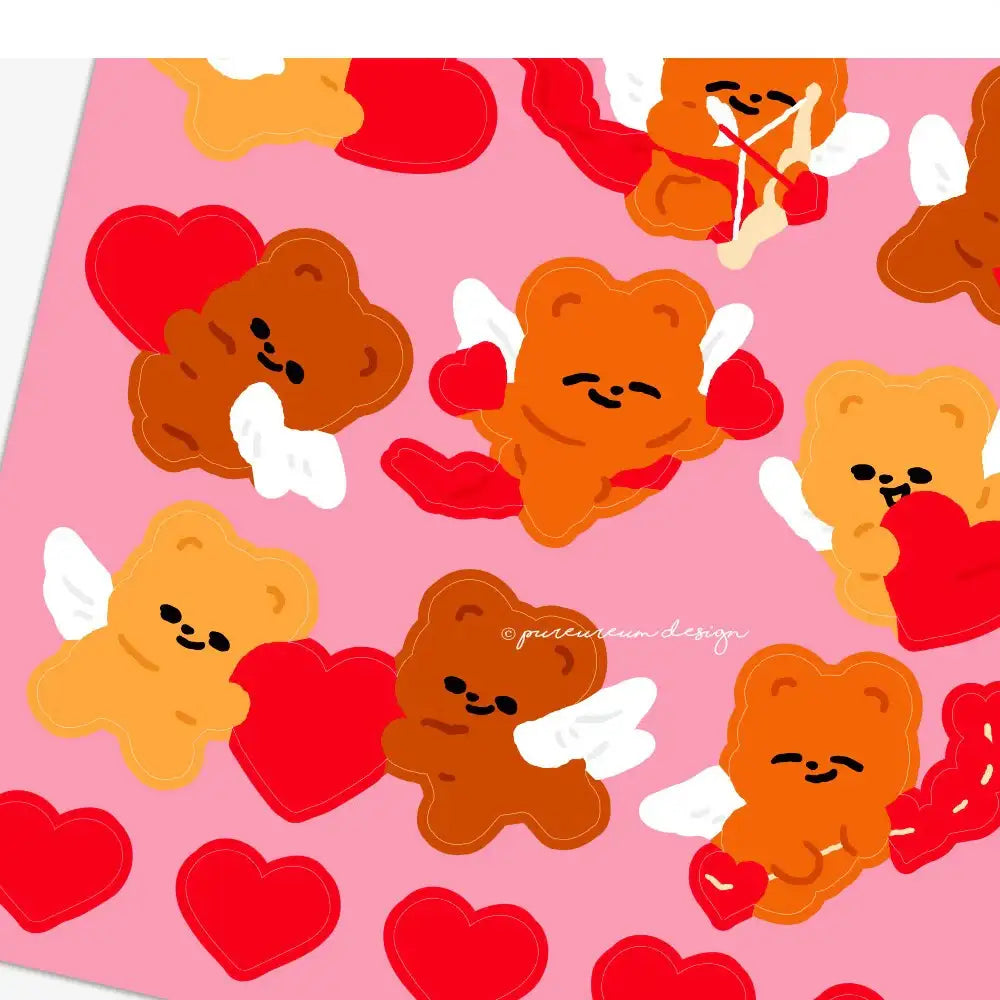 Pureureum Design - Cupid Bear Heart Collect Sticker - Pureureum Design - Home & Living, Accessories - Harumio