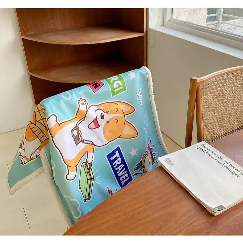 Welshcorgi Mr.Lee - Lap Blanket - Soone Content - Fleece Blanket - Harumio