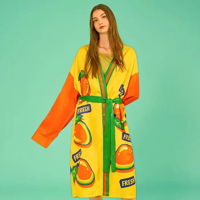 Wiggle Wiggle - Mango Bird Silky Robe - Wiggle Wiggle - Robe - Harumio