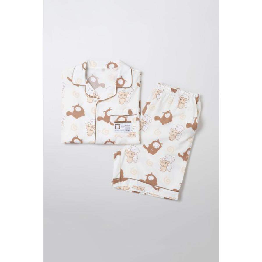 SPAO x Ganadi - Short Sleeve Pajamas Set (CREAM) - SPAO - Pajamas - Harumio