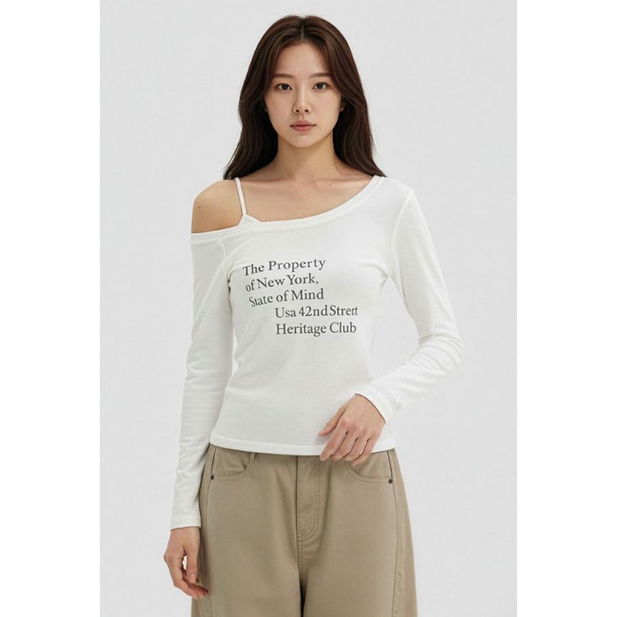 SPAO - Off-Shoulder Long Sleeve T-Shirt