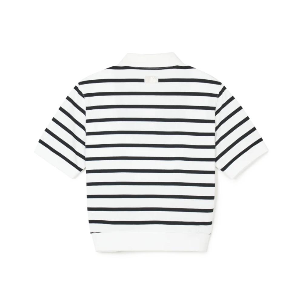 MLB Korea - Women's Varsity Striped Crop Collar T-Shirt