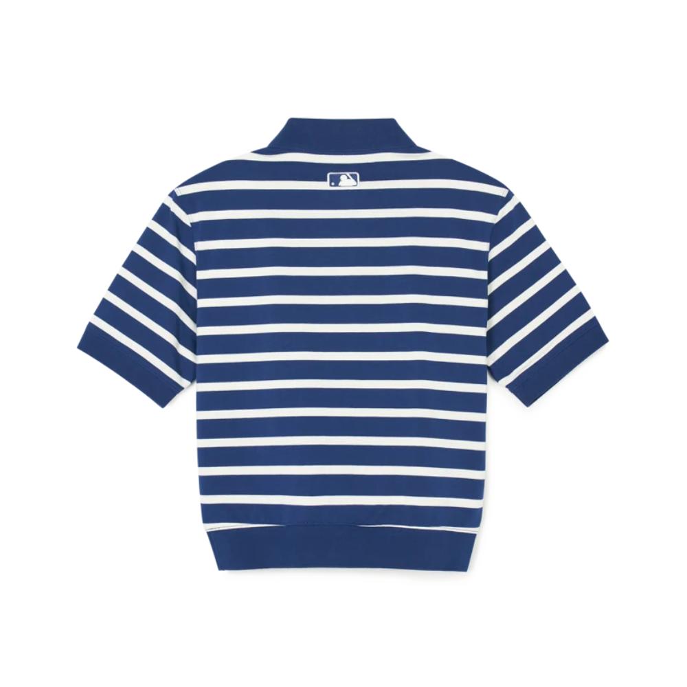 MLB Korea - Women's Varsity Striped Crop Collar T-Shirt