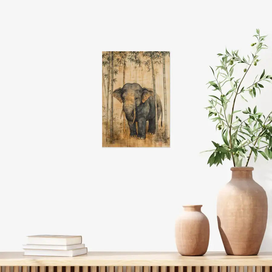 Woori Doori - Elephant with Flowers A4 Poster - Marpple Shop - Poster - Harumio