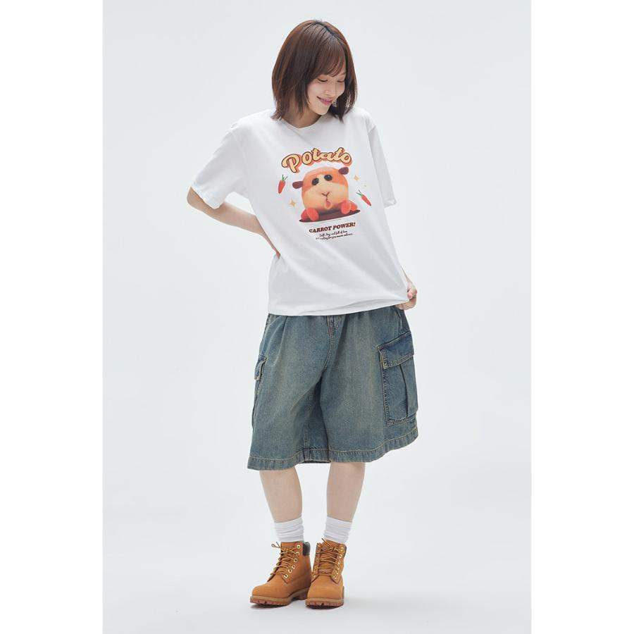 SPAO x Pui Pui Moruka - Short Sleeve T-Shirt (Orange) - SPAO - T-Shirt - Harumio