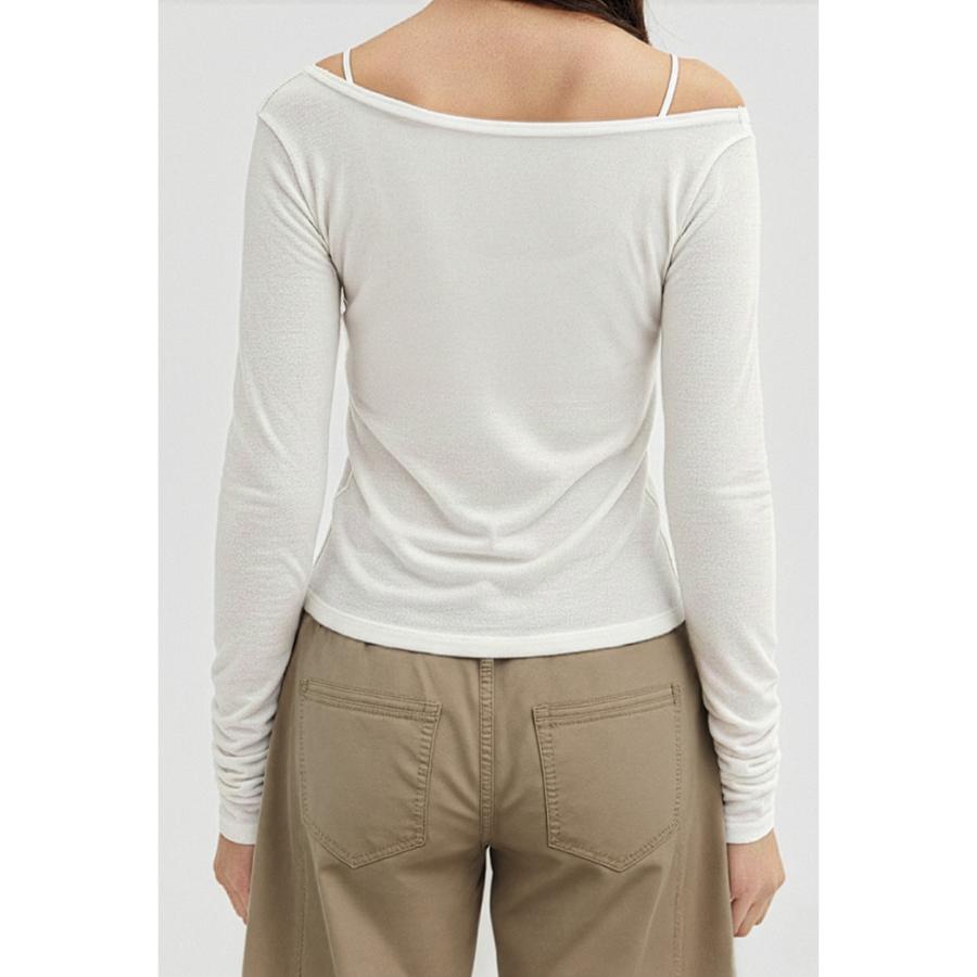 SPAO - Off-Shoulder Long Sleeve T-Shirt