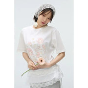 SPAO x My Melody - 50th Anniversary Short Sleeve T-Shirt (White) - SPAO - T-Shirt - Harumio