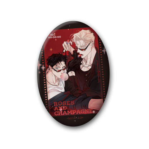 Roses and Champagne - Oval Badge - Himawari Shop - Badge - Harumio