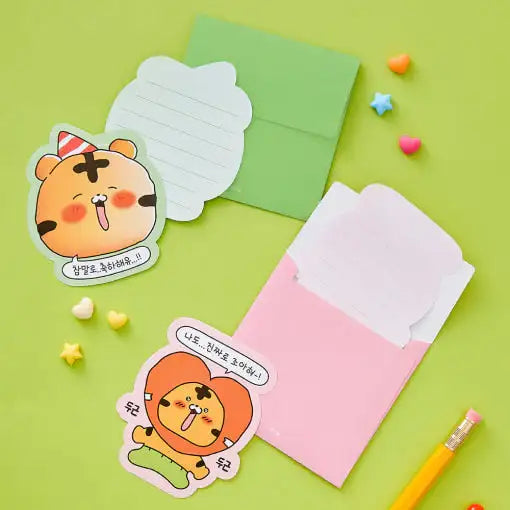 Coco the Timid Tiger - Heart Letter Paper Set - Webtoon Friends - Letter Paper - Harumio