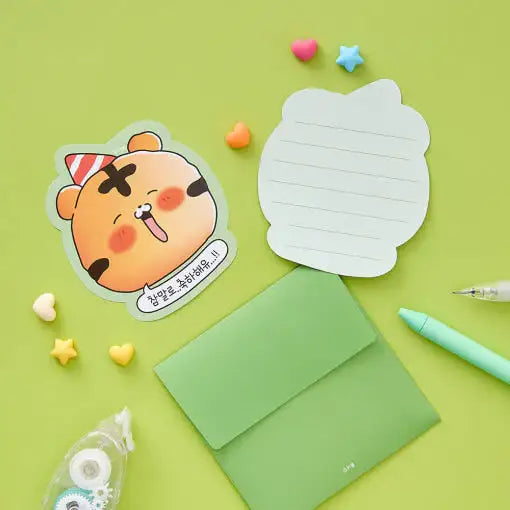 Coco the Timid Tiger - Heart Letter Paper Set - Webtoon Friends - Letter Paper - Harumio