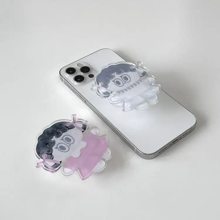 Standard Love Dance - LEEGONG Black Cherry Pie Acrylic Phone Grip - Line Friends Square - Phone Grip - Harumio