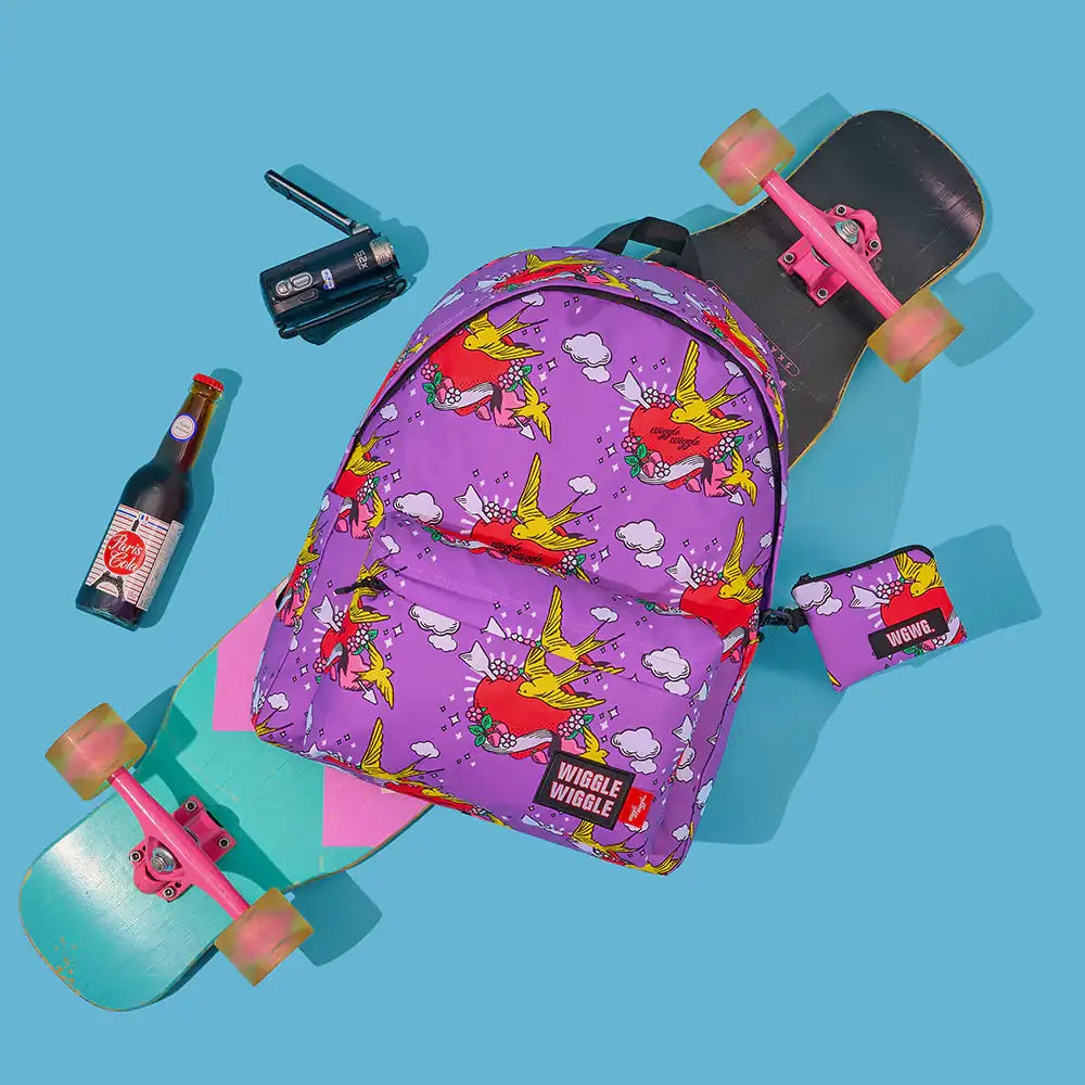 Wiggle Wiggle - Vintage Purple Pattern Backpack - Wiggle Wiggle - Backpack - Harumio