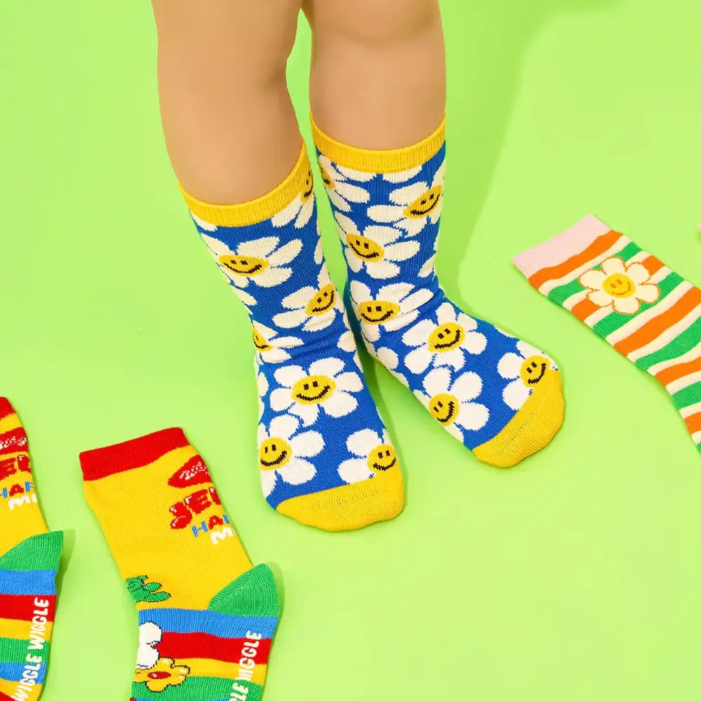 Wiggle Wiggle - Smile We Love Pattern Socks 3-Piece Set (Kids) - Wiggle Wiggle - Socks - Harumio