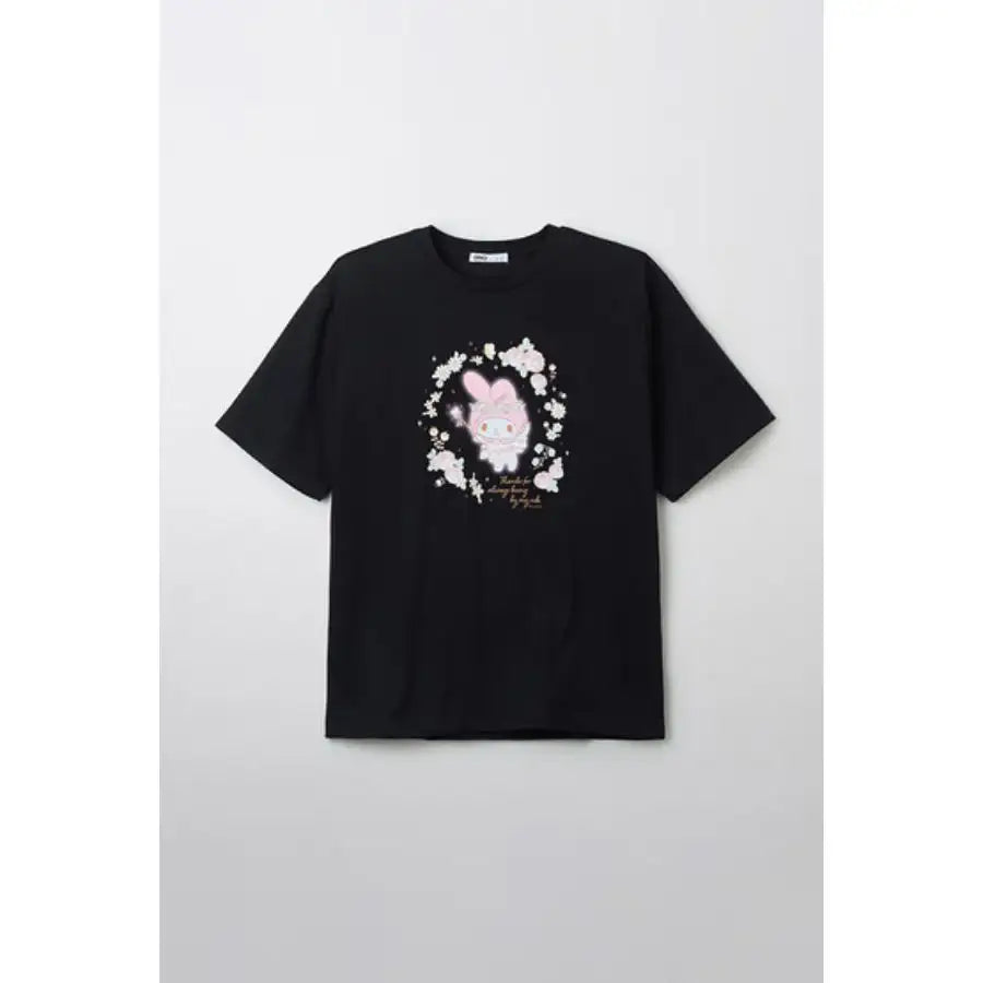 SPAO x My Melody - 50th Anniversary Short Sleeve T-Shirt (Black) - SPAO - T-Shirt - Harumio
