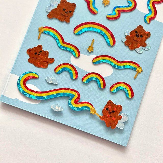 Pureureum Design - Rainbow Fairy Bear Hologram Sticker