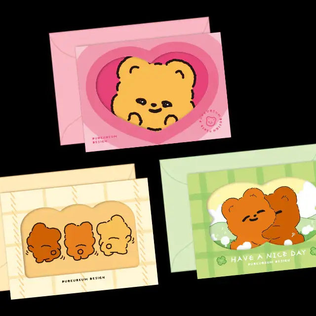 Pureureum Design - Cupid Bear Mini Folding Card ver.1-3