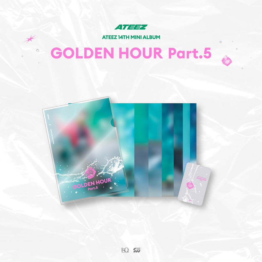 This collectible set includes exclusive GOLDEN HOUR photos paired with a matching L-holder file featuring official ATEEZ artwork.