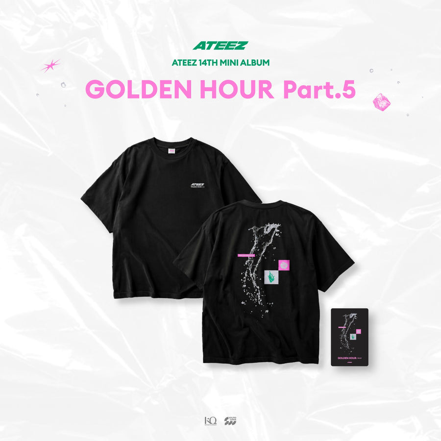 Inspired by the GOLDEN HOUR collection, this official short-sleeve T-shirt combines everyday comfort with exclusive ATEEZ-themed design elements.