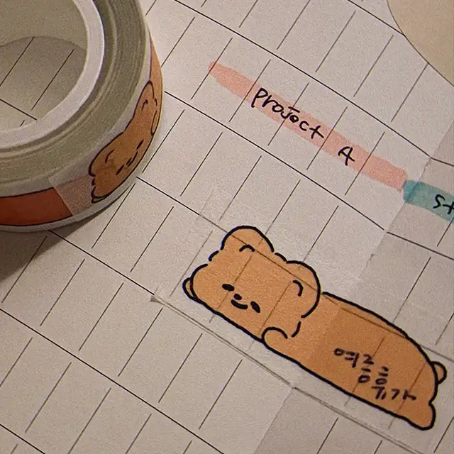 Pureureumdesign - Cupid Bear Label Masking Tape (20mm)