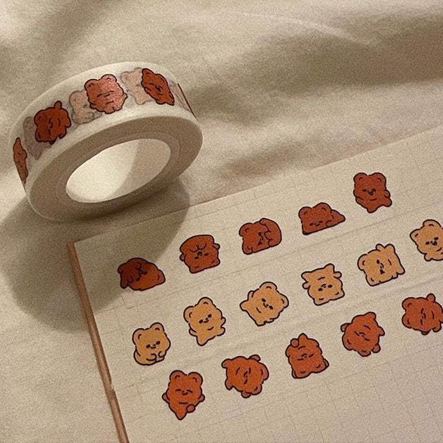 Pureureumdesign - Cupid Bear Somersault Masking Tape (15mm)