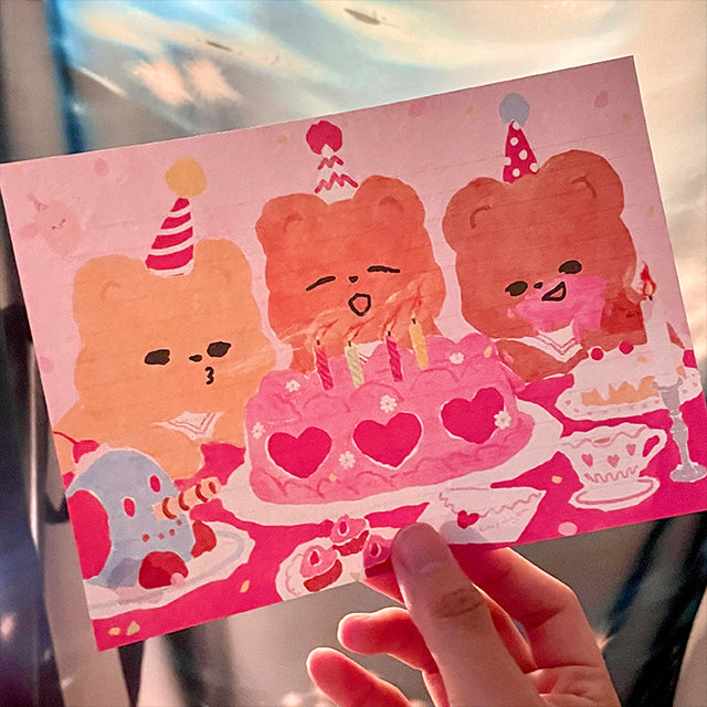 Pureureum Design - Cupid Bear Birthday Cake Stationery Set