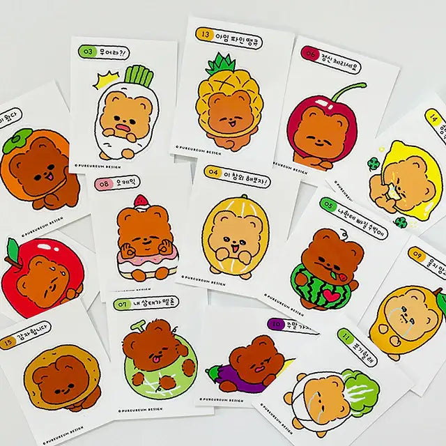 Pureureumdesign - Cupid Bear Food Drip Removable Sticker (Random)