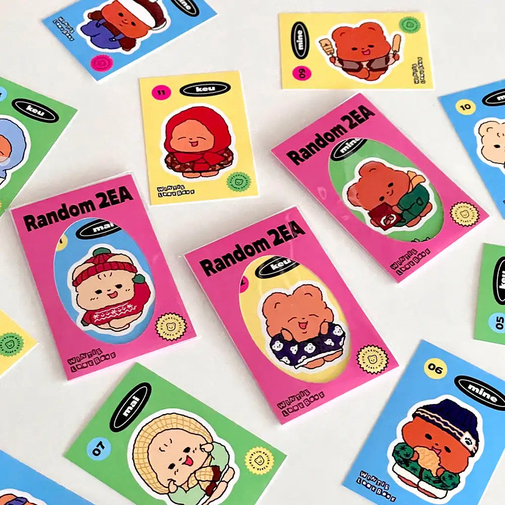 Pureureumdesign - Cupid Bear Winter Lookbook Removable Sticker Set (Random 2 types) - Pureureumdesign - Home & Living, Accessories - Harumio