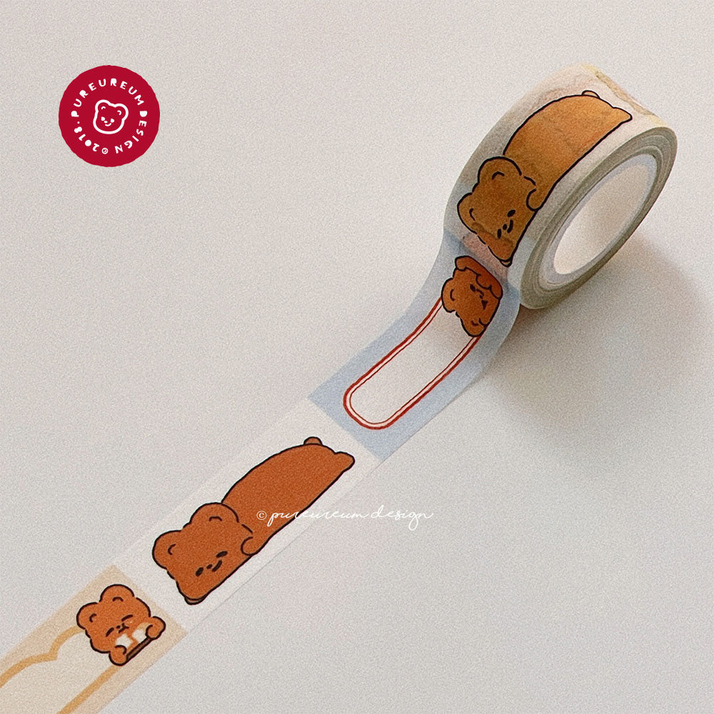 Pureureumdesign - Cupid Bear Label Masking Tape (20mm)