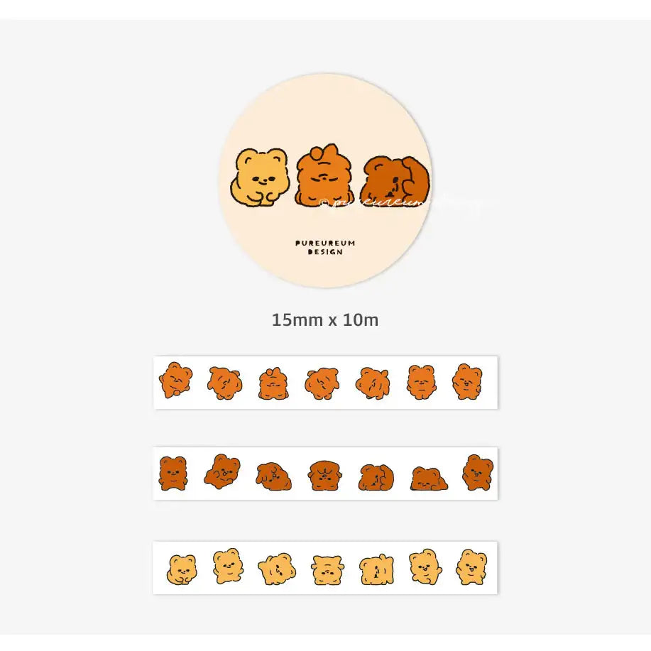Pureureumdesign - Cupid Bear Somersault Masking Tape (15mm) - Pureureumdesign - Home & Living, Accessories - Harumio