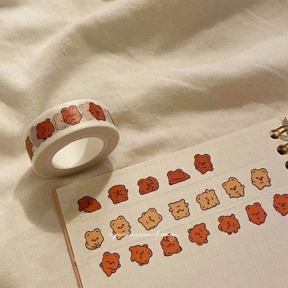 Pureureumdesign - Cupid Bear Somersault Masking Tape (15mm)