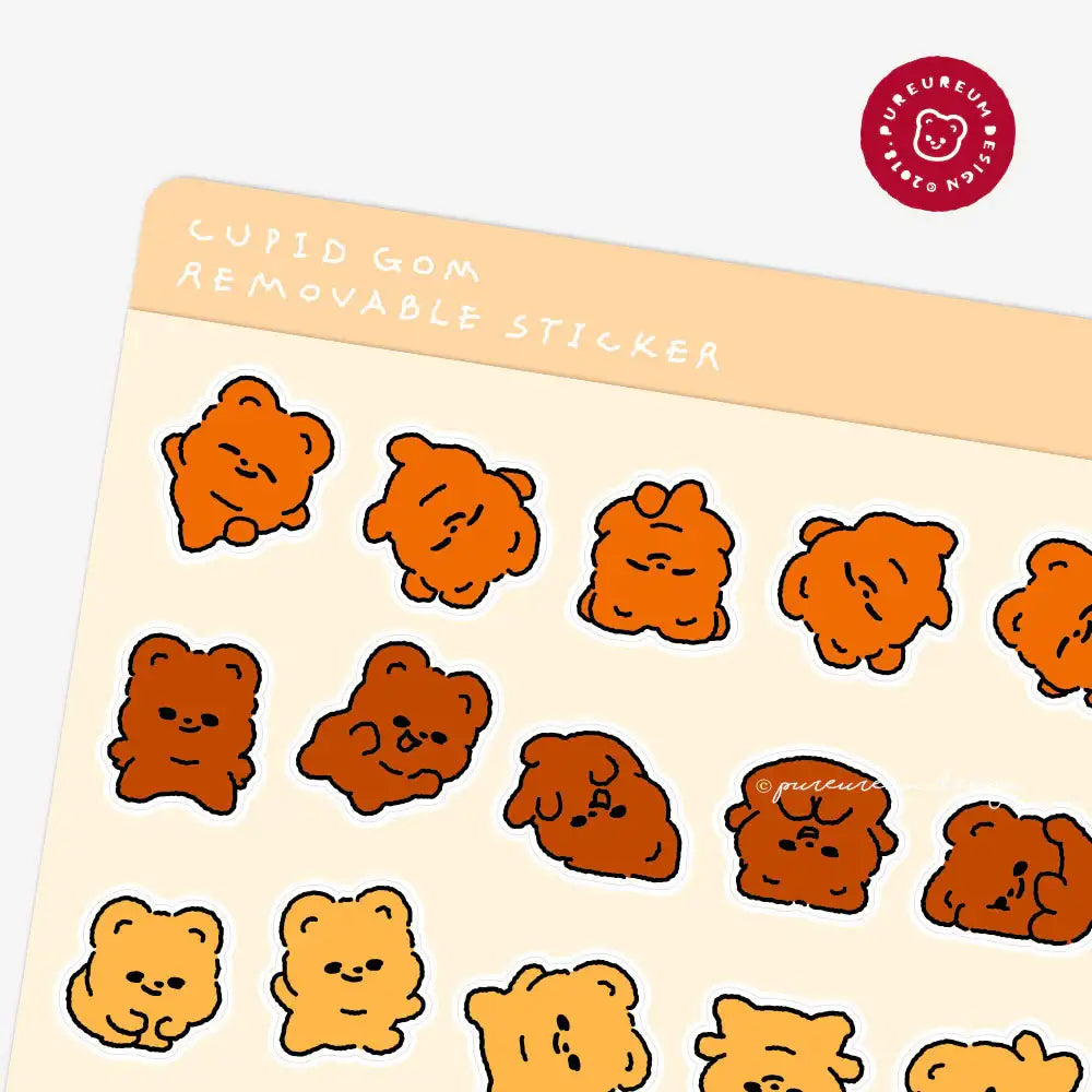 Pureureumdesign - Cupid Bear Somersault Removable Sticker - Pureureumdesign - Home & Living, Accessories - Harumio