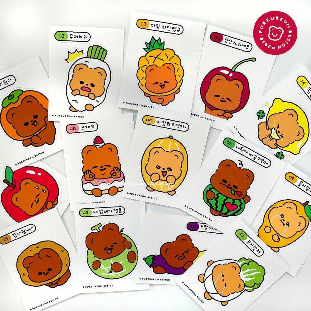 Pureureumdesign - Cupid Bear Food Drip Removable Sticker (Random)